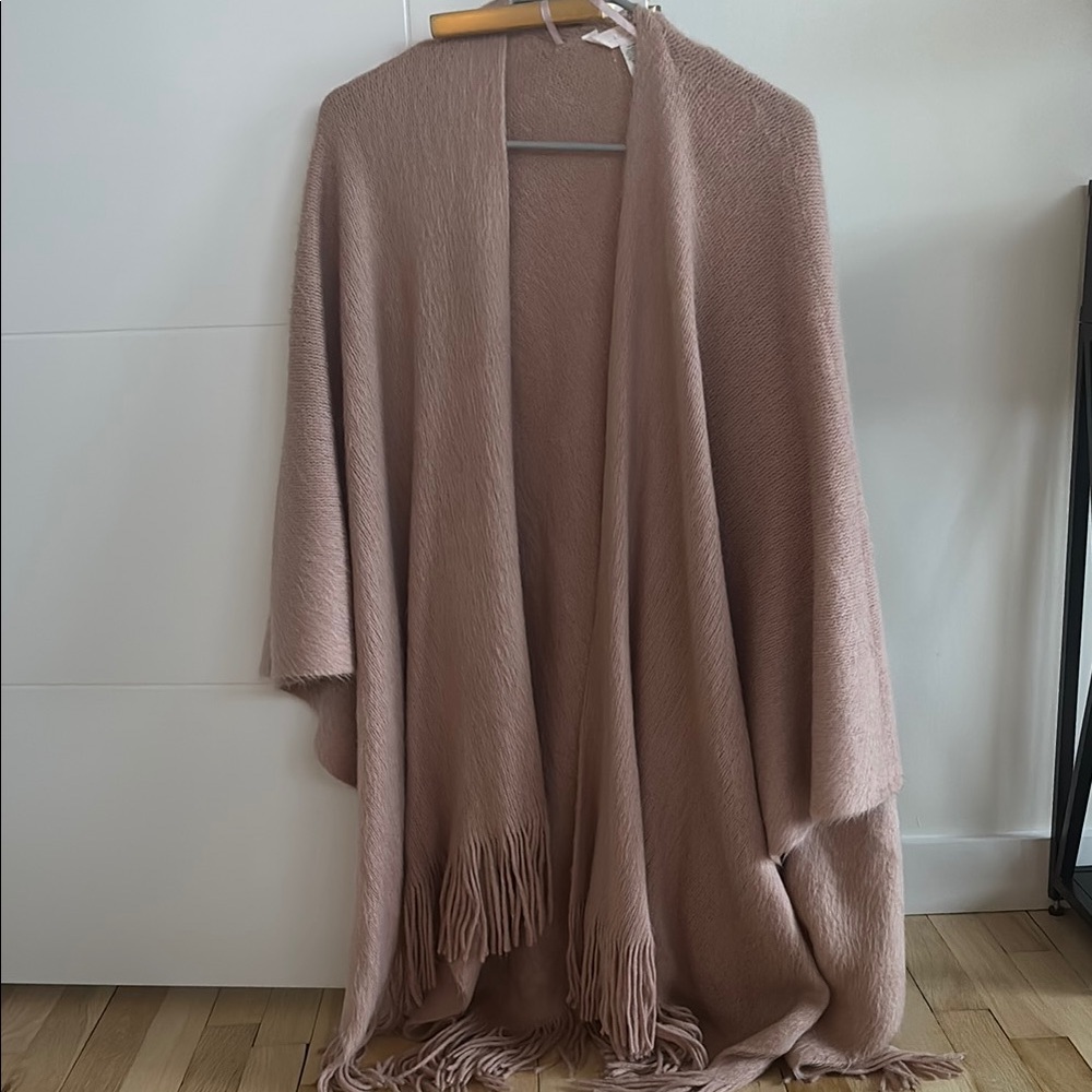 Cozy Mauve Fringe Shawl